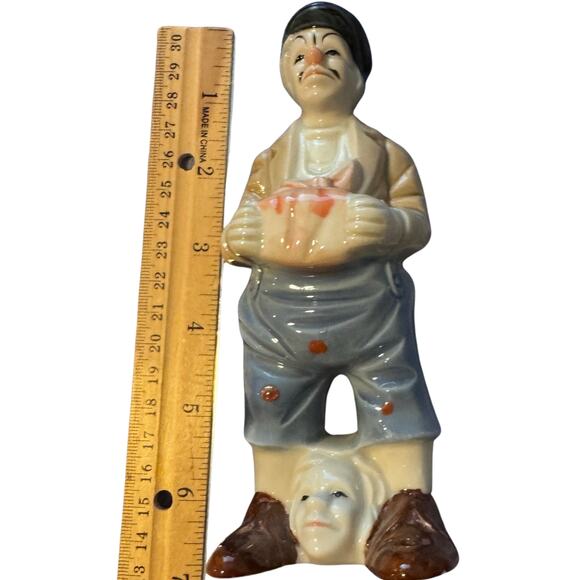 Vintage Porcelain Clown Figurine – 7” Ceramic Masked Face Circus Collectible - Picture 13 of 14